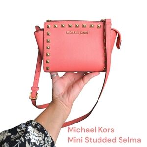 Michael Kors Mini Studded Coral Selma Bag